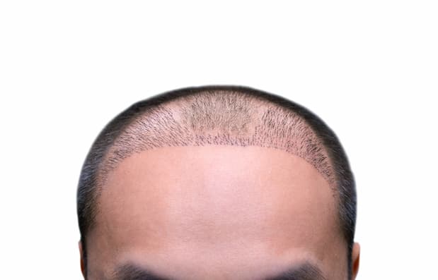 dessus de la tête d'un homme après une chirurgie cheveux